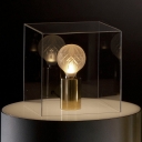 Ball Table Light Minimalism Clear Glass LED Small Desk Lamp in Gold with Metal Base