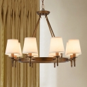 8/10 Lights Tapered Shade Chandelier Classic Metal and Fabric Hanging Light in Black/Bronze for Restaurant