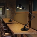 Industrial Dome Desk Lighting 1-Light Iron Night Table Lamp in Black with Swing Arm for Restaurant