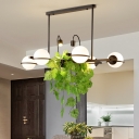 Black 6 Heads Island Lamp Industrial Metal Sphere Plant Hanging Ceiling Light for Dining Room