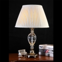 Tapered Drum Task Lighting Contemporary Fabric 1 Bulb Small Desk Lamp in Cream Gray