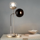 Modernist Armed Desk Light Metal 2 Heads Night Table Lamp in Gold for Living Room