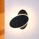Contemporary Double Oval Sconce Aluminum LED Bedside Wall Light Fixture in Black, White/Warm Light