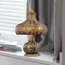 Curved Living Room Night Table Lighting Arab Metal 3 Bulbs Brass Nightstand Light