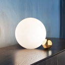 White Glass Spherical Task Lighting Contemporary 1 Bulb Night Table Lamp for Bedside