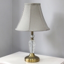 Paneled Bell Reading Lamp Modernist Fabric 1 Head Grey Task Lighting for Bedside
