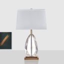 Teardrop Table Light Contemporary Beveled Crystal 1 Head Small Desk Lamp in White