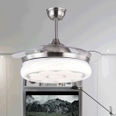 Simplicity Flower Ceiling Fan Light LED Acrylic Semi Flush Mount in Silver with 4 Clear Blades