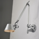 Industrial Cone Sconce Lighting 1 Light Metallic Wall Mounted Lamp in Silver with Swing Arm