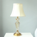 Gold Urn Table Lamp Modernism 1 Head Faceted Crystal Desk Light with Fabric Shade