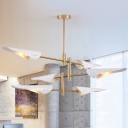 White Feather-Like Hanging Chandelier Post Modern 8 Lights Metal Pendant Lamp Fixture
