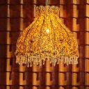 Metal Yellow Down Lighting Wide Flare 1 Bulb Decorative Ceiling Suspension Lamp