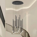 Acrylic Linear Cluster Pendant Light Modern 8/12 Heads Black/Gold LED Ceiling Lamp for Stair