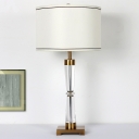 Hourglass Crystal Task Light Modernist 1 Head Gold Small Desk Lamp with Fabric Shade