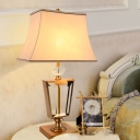 1 Head Bedside Table Light Modern Gold Small Desk Lamp with Wide Flare Fabric Shade
