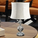 Globe Desk Lamp Modernist Clear Crystal 1 Bulb Grey Table Light with Fabric Shade