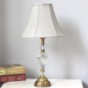 Flared Table Light Modernist Fabric 1 Bulb White Small Desk Lamp with Metal Base