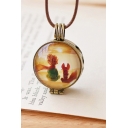 Designer Essential Oil Diffuser Little Prince and Fox Patterned Can Open Necklace for Women