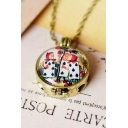 Retro Style Cartoon Alice Poker Printed Essential Oil Necklace for Men