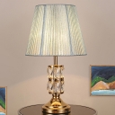 Modern Flared Task Lighting Fabric 1 Head Nightstand Lamp in Gold with Metal Base