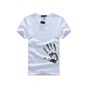 Cool Boys' Short Sleeve Crew Neck Colorful Fingerprint Slim Fit T-Shirt