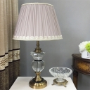 Tapered Drum Table Light Contemporary Fabric 1 Bulb Small Desk Lamp in Light Purple