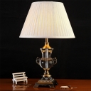 Contemporary Shaded Reading Lamp Fabric 1 Bulb Task Lighting in Beige for Study