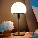 White Glass Domed Table Light Modernist 1 Head Nightstand Lamp in Blue with Pull Chain