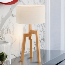 Straight Sided Shade Task Light Contemporary Fabric 1 Bulb Small Desk Lamp in White