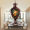 Traditionary Urn Pendant Lighting Metal 1 Head Ceiling Suspension Lamp in Copper