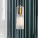 Tubular Hanging Lighting Simple White Prismatic Glass 1 Light Bedroom Ceiling Pendant Lamp