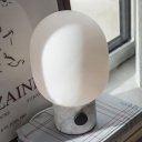 Modern Oblong Table Lamp White Glass 1 Head Living Room Task Lighting with Marble Base