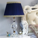 1 Head Jar Task Light Modern Faceted Crystal Night Table Lamp in Blue for Bedside
