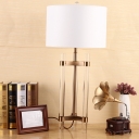 1 Head Living Room Desk Lamp Modern White Table Light with Cylinder Fabric Shade