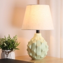 Contemporary 1 Bulb Table Lamp Green Tapered Reading Book Light with Fabric Shade