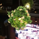 Metal Black Suspension Pendant Flower 1-Bulb Industrial LED Hanging Lamp for Restaurant