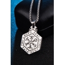 Stylish Boys Retro Viking Symbol Titanium Steel Necklace in Silver