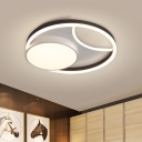 Modern Circular Flush Mount Fixture Acrylic LED Bedroom Ceiling Light in Coffee, 16