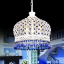 White Hat Ceiling Chandelier Decorative Metal 3 Heads Living Room Hanging Pendant Light