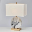 1 Bulb Bedside Task Light Modern White Nightstand Lamp with Rectangular Fabric Shade