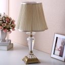 Flare Table Light Modern Fabric 1 Bulb Desk Lamp in Beige, Sculpted Gold Metal Base