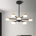 Iron Sputnik Hanging Light Fixture Minimalist 9/12-Light Black Ceiling Chandelier Lamp for Living Room