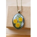 Vintage Womens Dried Sunflowers Designer Sweater Necklace for Gift
