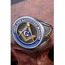 Wholesale Cool Letter FREE AND ACCEPTED MASONS Religious Ring in Blue