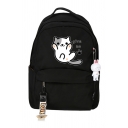 Preppy Looks Letter GIVE ME Cartoon Cat Printed Large Capacity Backpack
