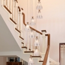 8 Bulbs Stair Multi Light Pendant Contemporary Gold Suspension Lamp with Scallop Bubble Glass Shade