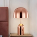 Domed Task Lamp Contemporary Metal 1 Bulb Rose Gold Reading Book Light for Living Room