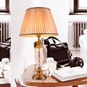 Wide Flare Table Light Modernism Fabric 1 Bulb White Small Desk Lamp for Dining Room
