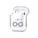 Funny Glasses Owl Dog Patterned Letter Graphic White Airpods Case