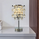 Tiered Bedroom Nightstand Lamp Clear Crystal 2 Heads Modernist Reading Book Light